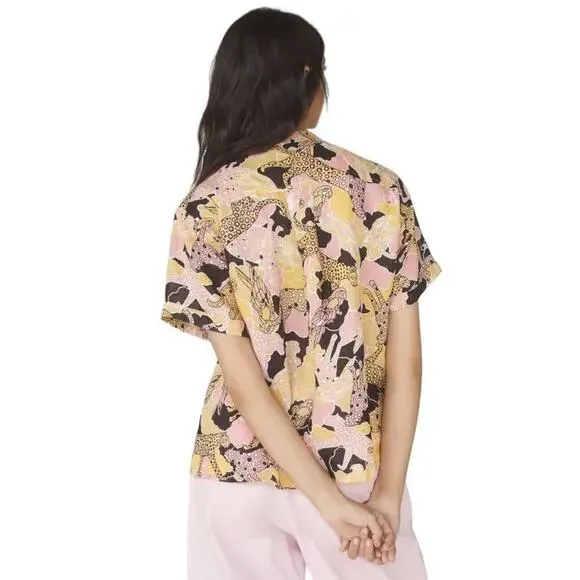 Anthropologie Maeve Printed Buttondown Surf Shirt Novelty Women XS NWOT Ink Dots - Picture 4 of 16